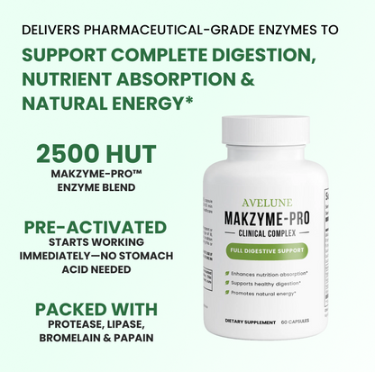 Makzyme-Pro™ - Maximum Potency Digestive Enzyme Complex by Avelune